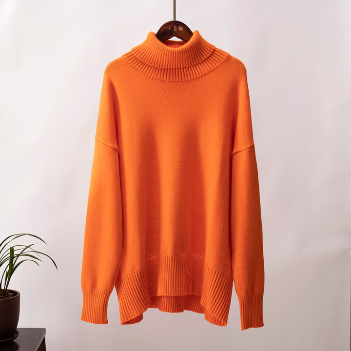 Emma | Damen Lässiger Warmer Strickpullover mit geripptem Saum