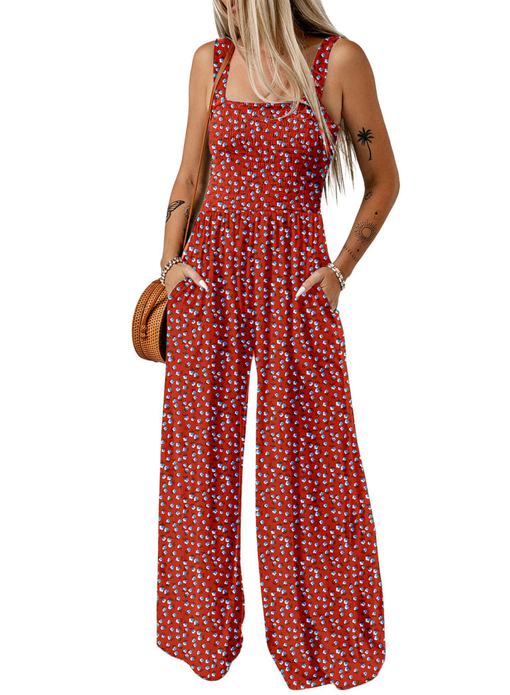 Ursula | Eleganter Damen-Frühlings-Jumpsuit mit Blumenmuster und weitem Bein
