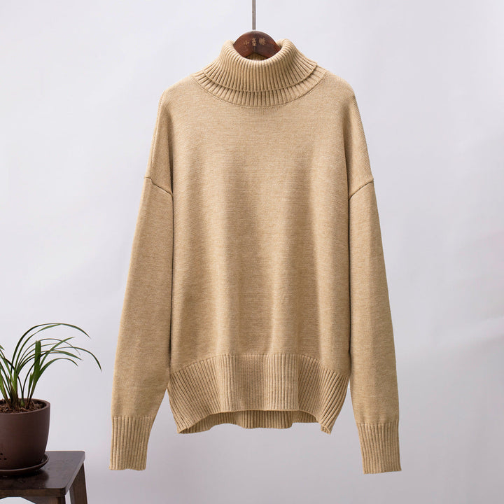 Emma | Damen Lässiger Warmer Strickpullover mit geripptem Saum