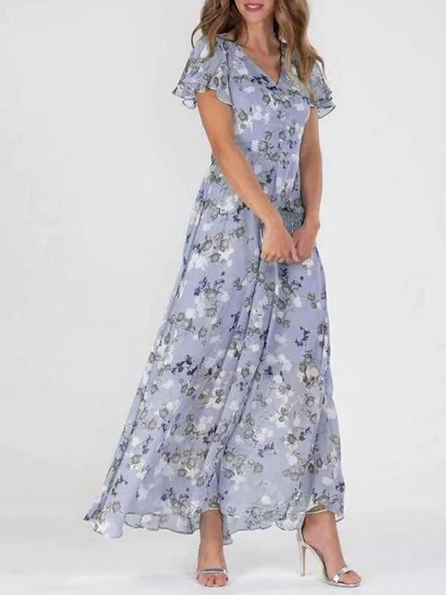 Christina | Elegant Blomstret Sommerkjole Maxi