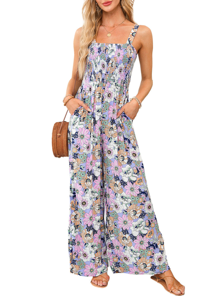 Ursula | Eleganter Damen-Frühlings-Jumpsuit mit Blumenmuster und weitem Bein