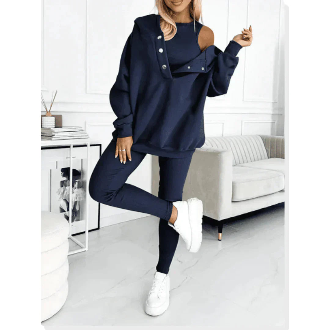 Jasmin | Damen Off-Shoulder-Sweatshirt- und Leggings-Set