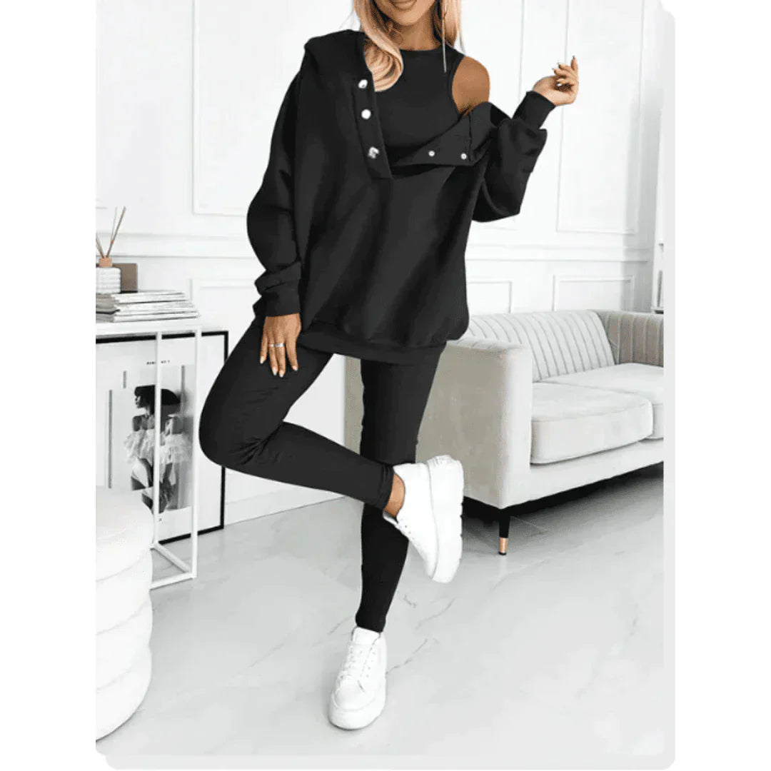 Jasmin | Damen Off-Shoulder-Sweatshirt- und Leggings-Set