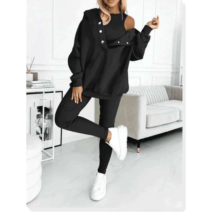 Jasmin | Damen Off-Shoulder-Sweatshirt- und Leggings-Set