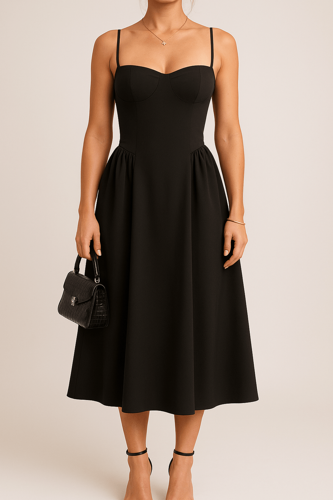 Julia | Damen Ärmelloses Midikleid mit ausgestelltem Schnitt