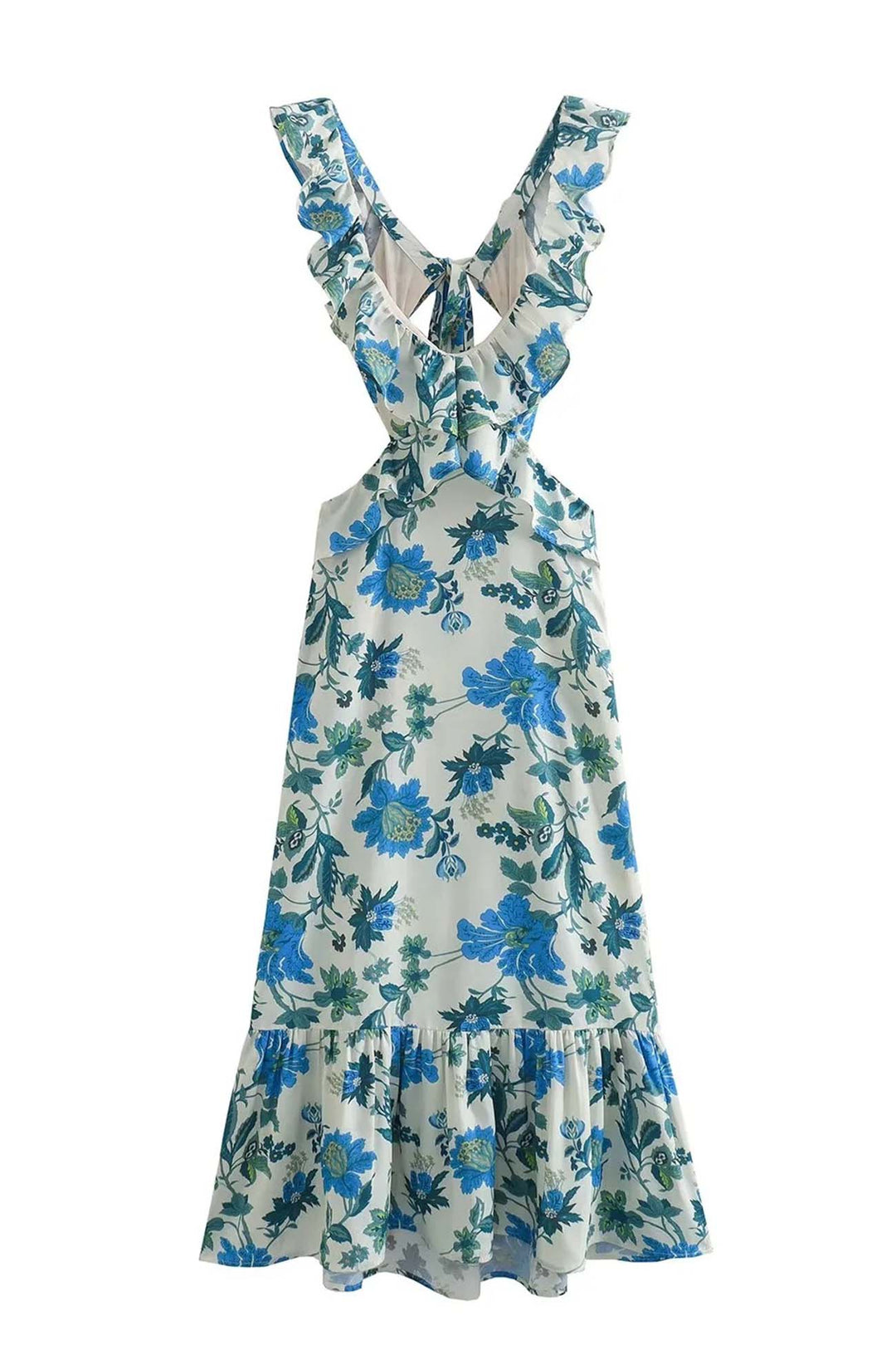 Felicia | Damen Floral Elegant Ruffle Maxi Kleid