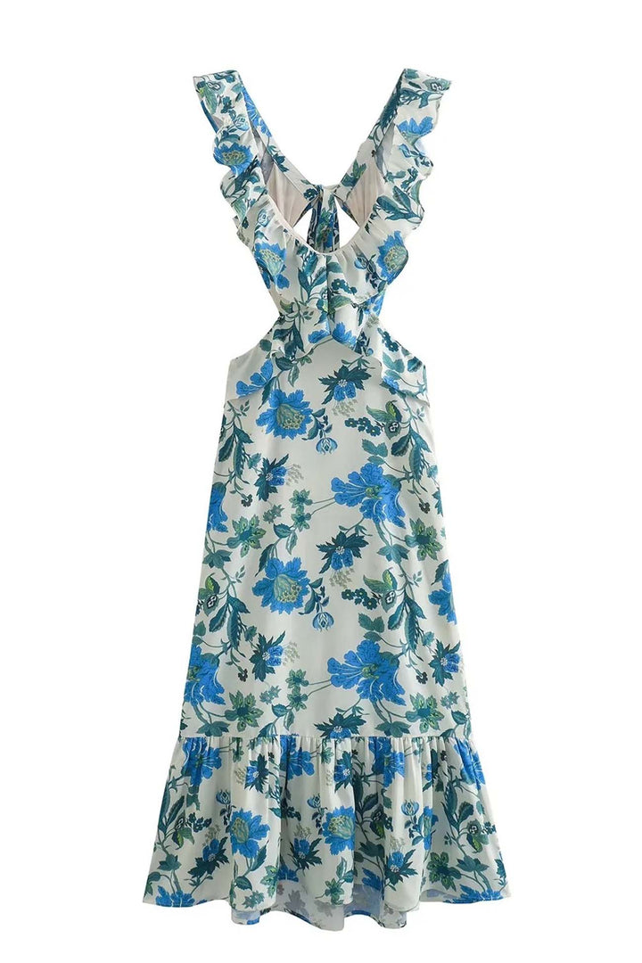 Felicia | Damen Floral Elegant Ruffle Maxi Kleid