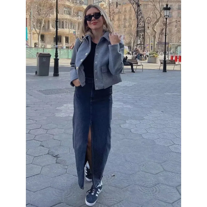Lara | Damen Smart-Casual kurz geschnittene Jacke mit Knopfleiste vorne