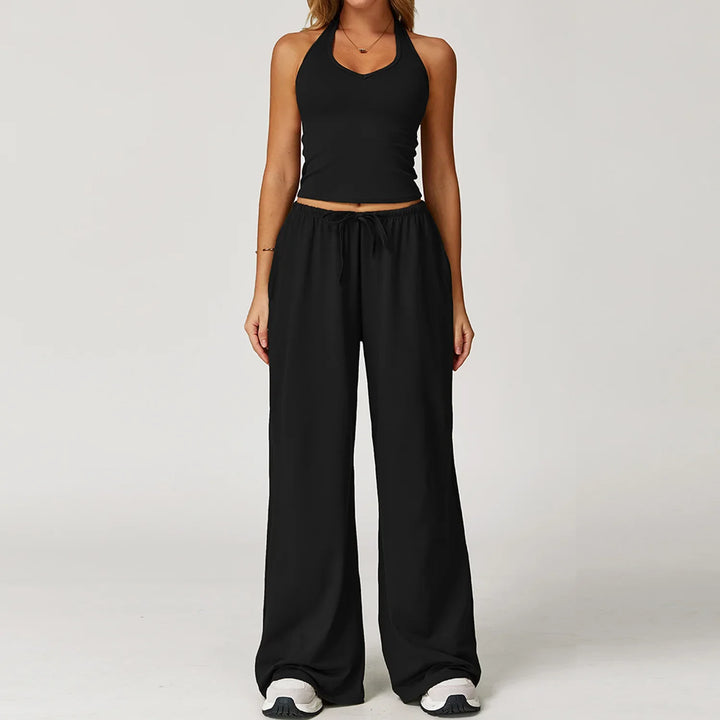 Franziska | Damen Halter Crop Top Lounge Set
