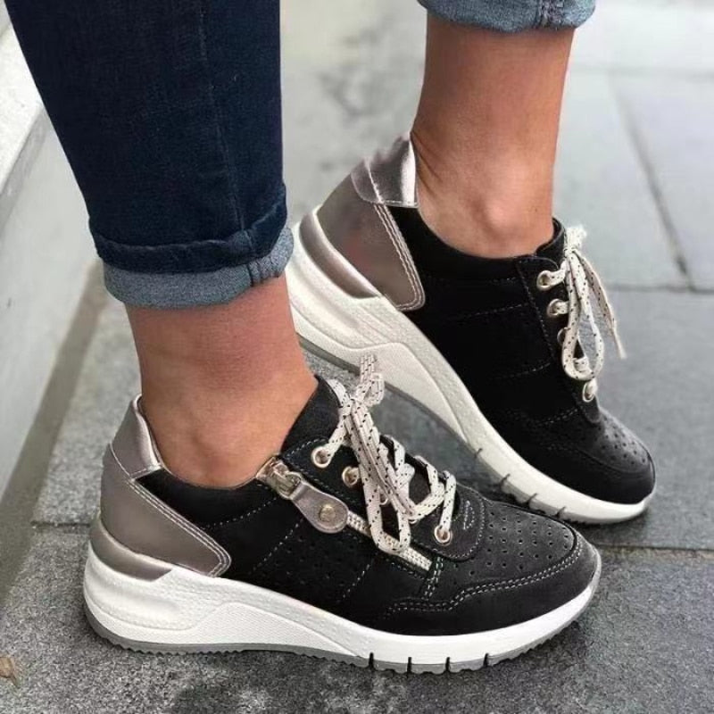 Marie | Damen Freizeit-Sneaker mit runder Spitze und Schnürung