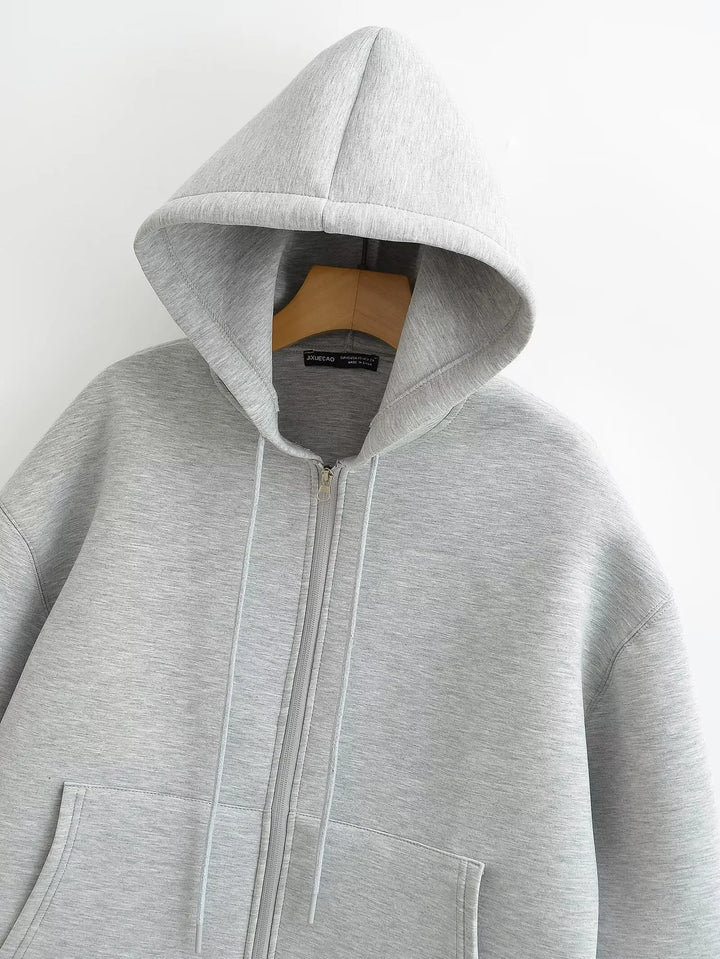 Gudrun | Damen Kapuzenjacke mit Reißverschluss und Lockerer Passform