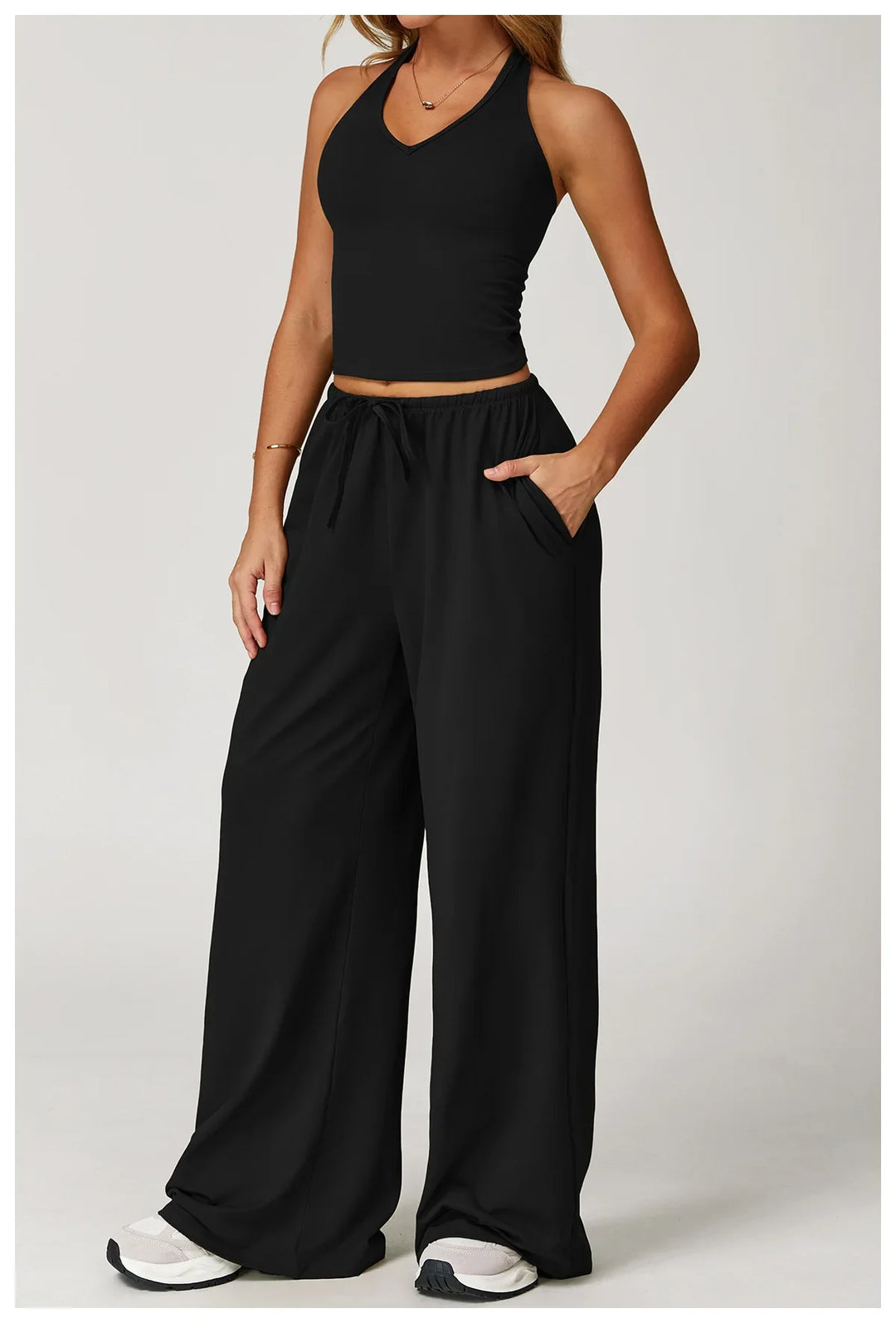 Franziska | Damen Halter Crop Top Lounge Set