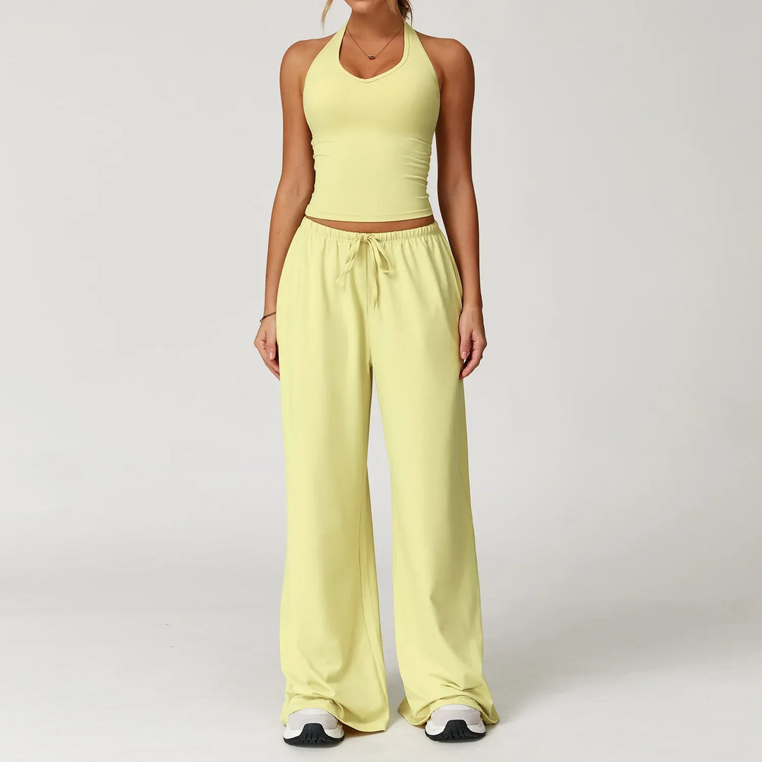 Franziska | Damen Halter Crop Top Lounge Set
