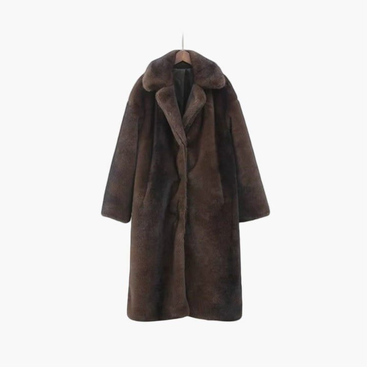 Helga | Damen Warmer Oversized Kunstfell Langer Mantel