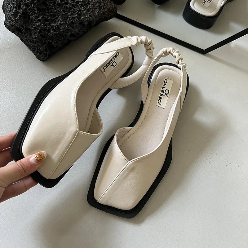 Marie | Damen Frühling Minimalistische Slingback Ballerina-Heels
