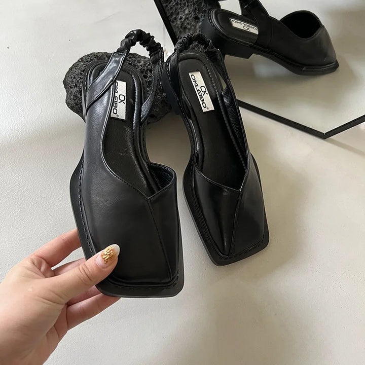 Katrine | Slingback Sandaler med Firkantet Tå