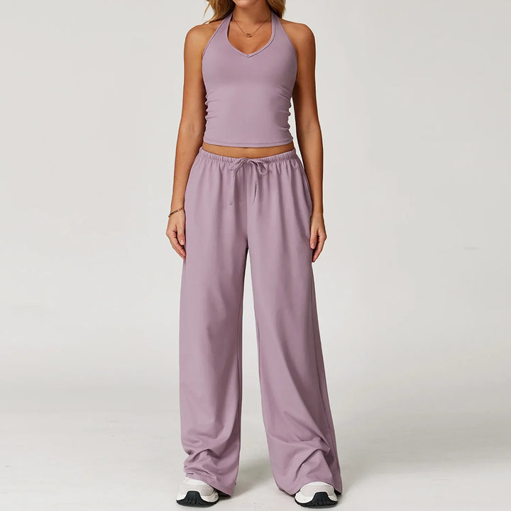 Franziska | Damen Halter Crop Top Lounge Set