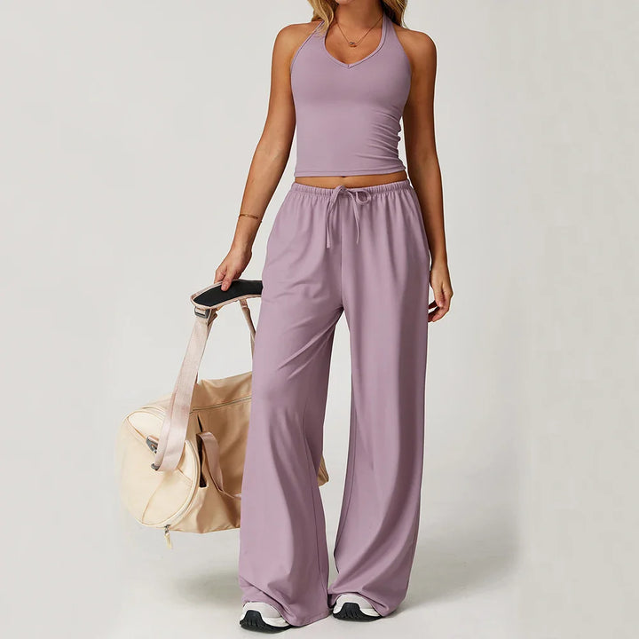 Franziska | Damen Halter Crop Top Lounge Set