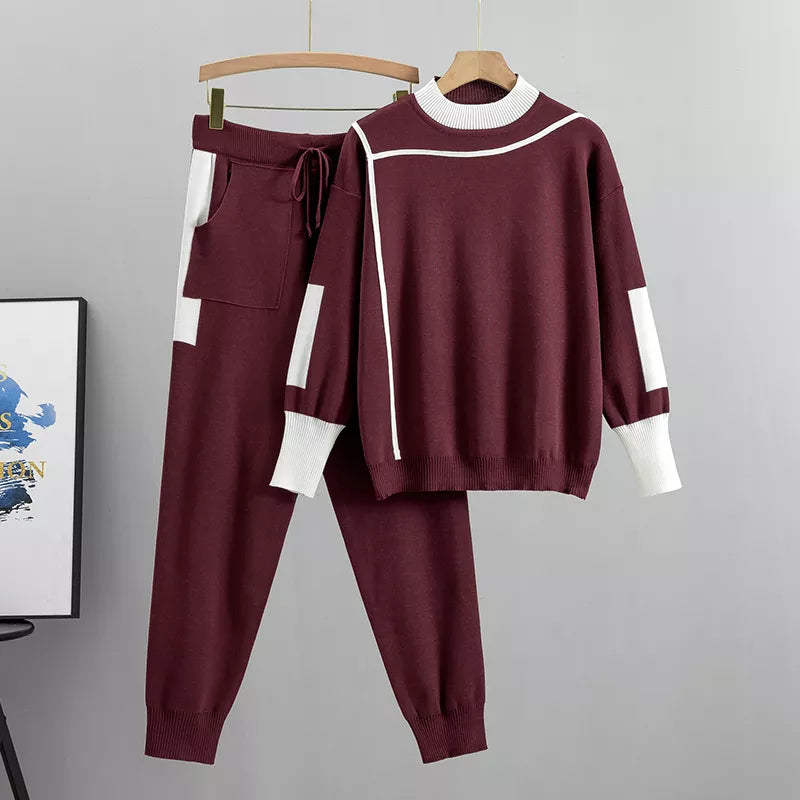 Theresa | Damen Freizeit-Set aus Pullover und Strickhose