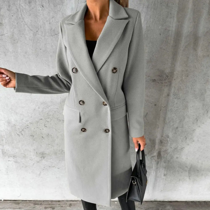 Bettina | Damen Langer Doppelreihiger Trenchcoat