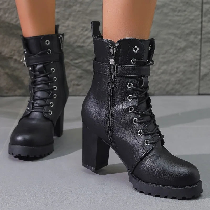 Claudia | Damen Schnürstiefeletten mit Schnallendetail