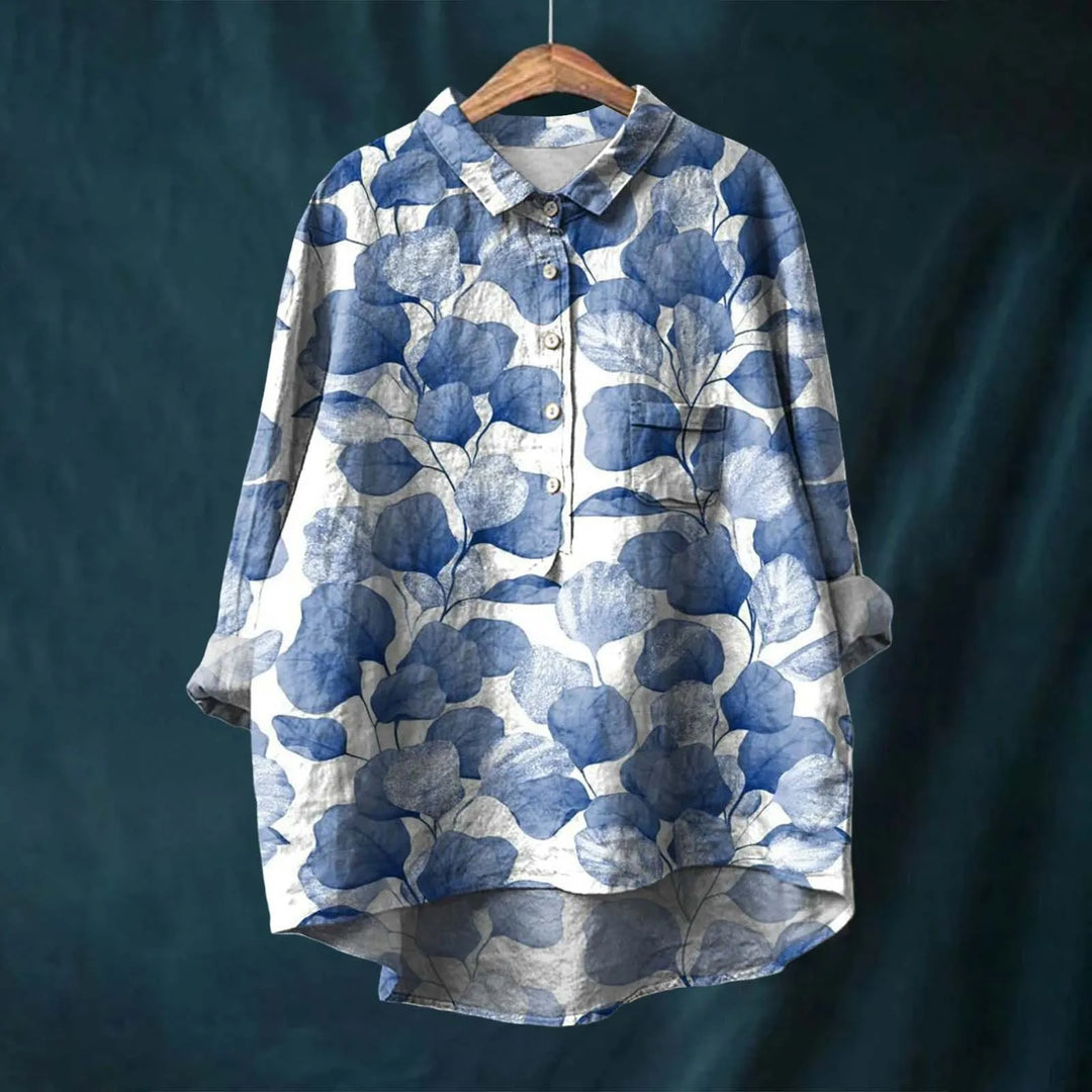 Elise | Retro Blomstret Skjorte med Knapper