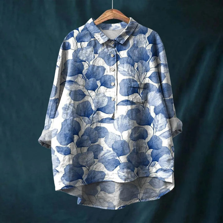 Elise | Retro Blomstret Skjorte med Knapper