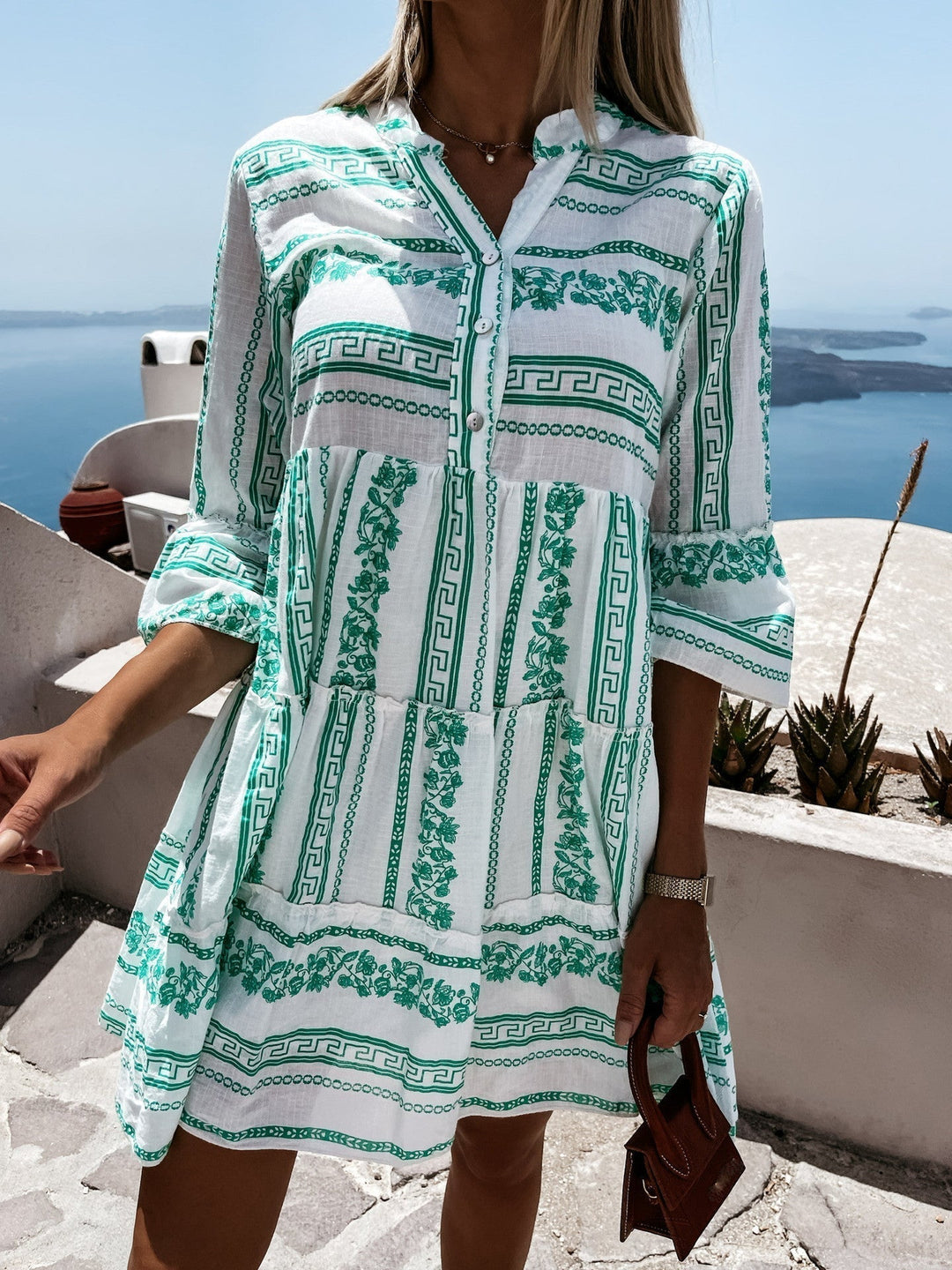 Boho Kjole med Volanger for Kvinner med Blomsterprint