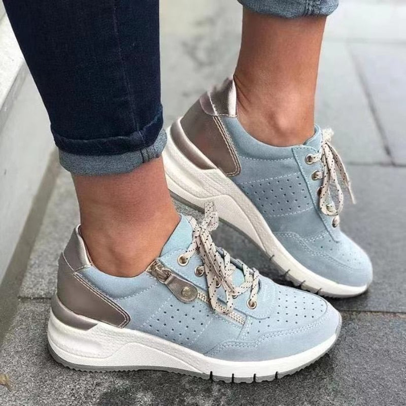 Marie | Damen Freizeit-Sneaker mit runder Spitze und Schnürung