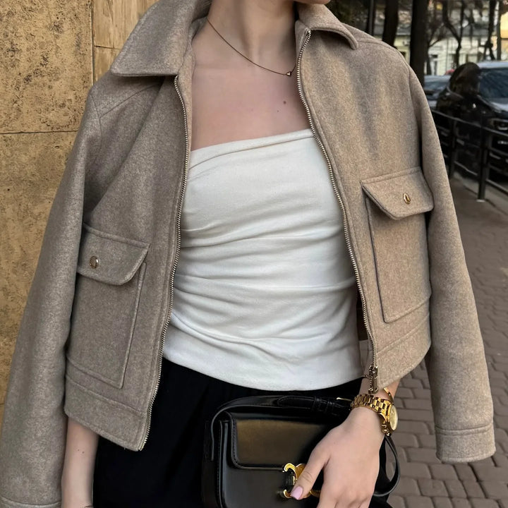 Kerstin | Damen Freizeit-Jacke mit Reißverschluss und Woll-Mix