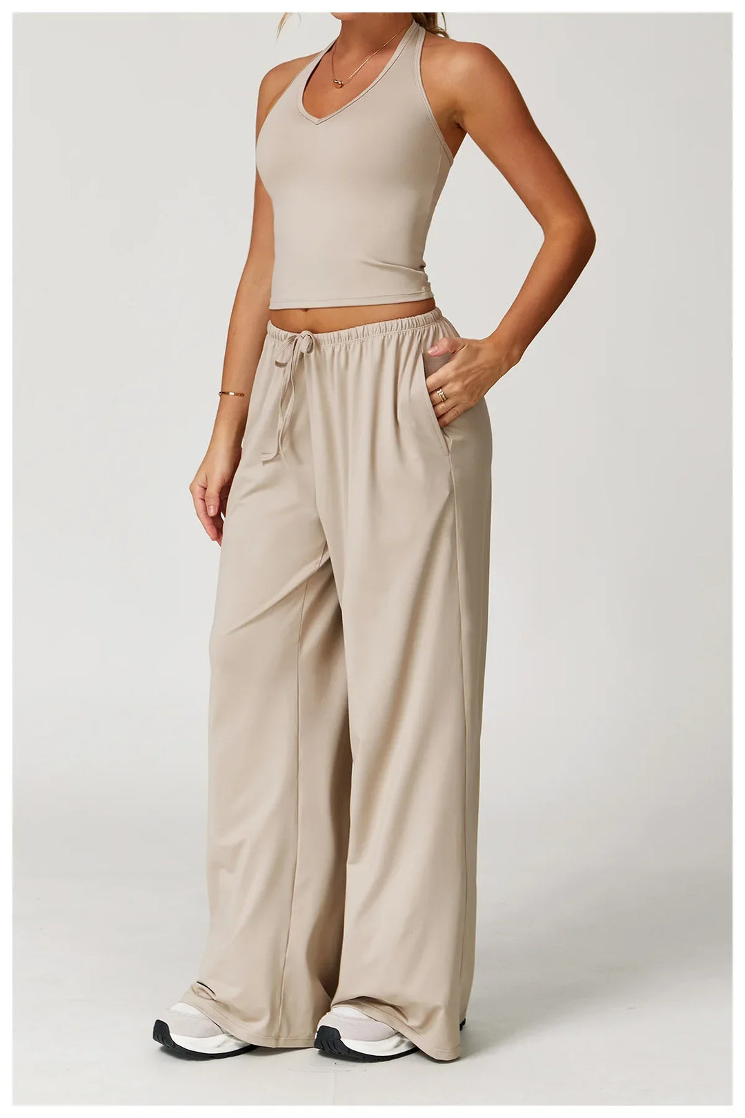 Franziska | Damen Halter Crop Top Lounge Set