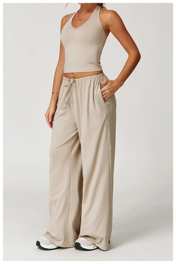 Franziska | Damen Halter Crop Top Lounge Set