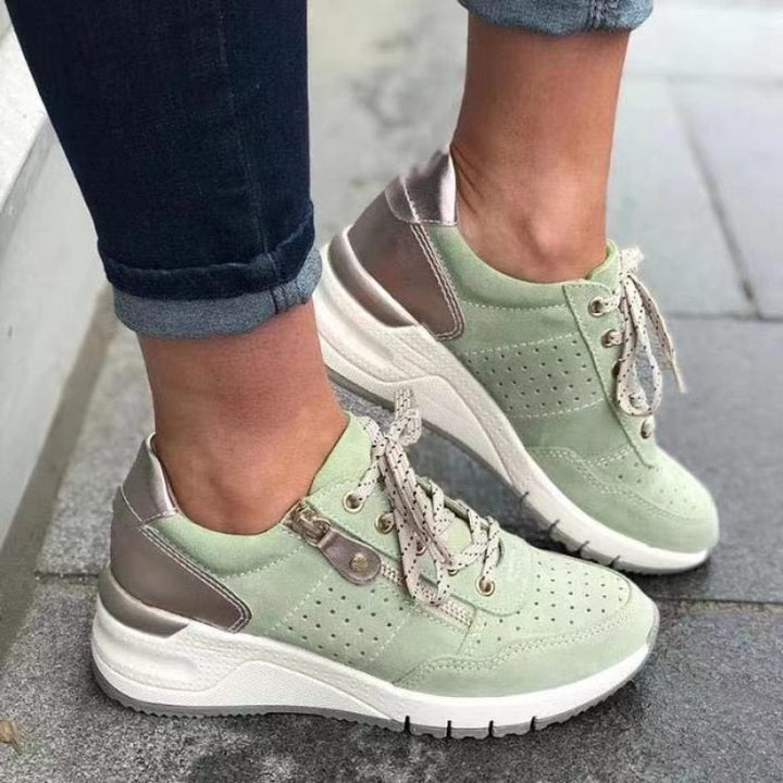 Marie | Damen Freizeit-Sneaker mit runder Spitze und Schnürung