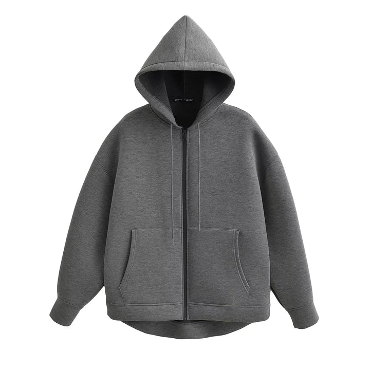 Gudrun | Damen Kapuzenjacke mit Reißverschluss und Lockerer Passform