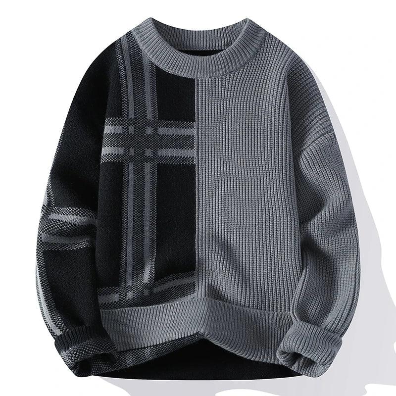 Elfriede | Herren Winter-Colorblock-Rundhals-Pullover