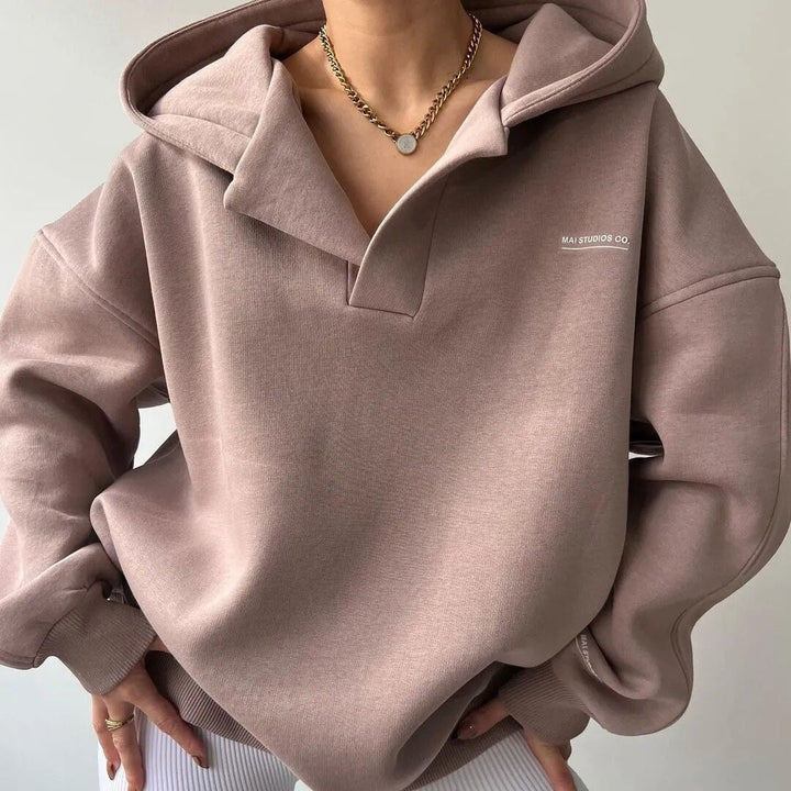 Elke | Damen Lässiges Kapuzen-Sweatshirt mit Langarm