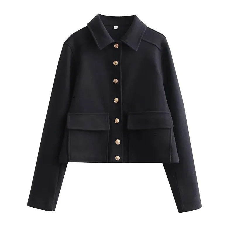 Lara | Damen Smart-Casual kurz geschnittene Jacke mit Knopfleiste vorne