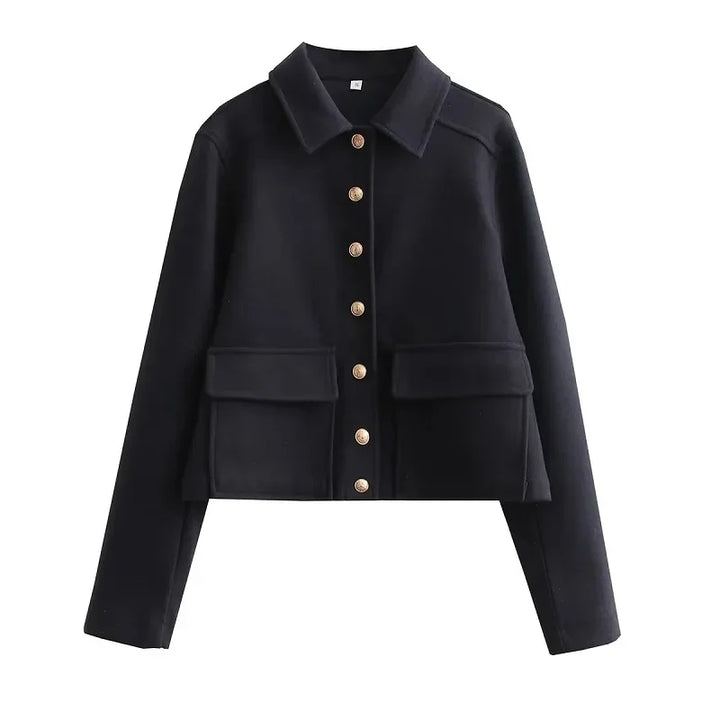 Lara | Damen Smart-Casual kurz geschnittene Jacke mit Knopfleiste vorne