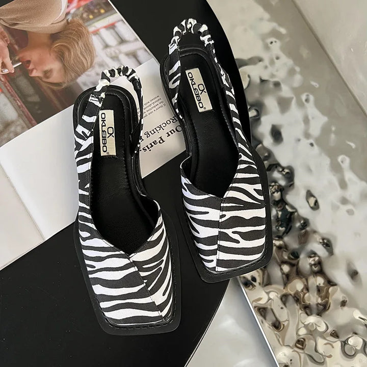 Katrine | Slingback Sandaler med Firkantet Tå