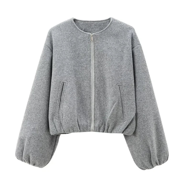 Angela | Damen Locker geschnittene Jacke mit Reißverschluss vorne