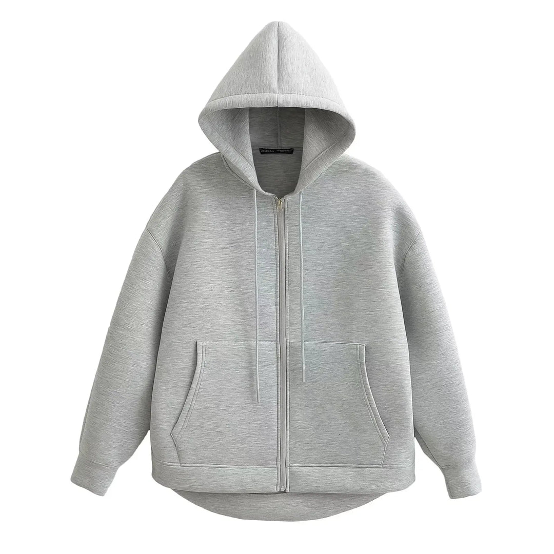 Gudrun | Damen Kapuzenjacke mit Reißverschluss und Lockerer Passform