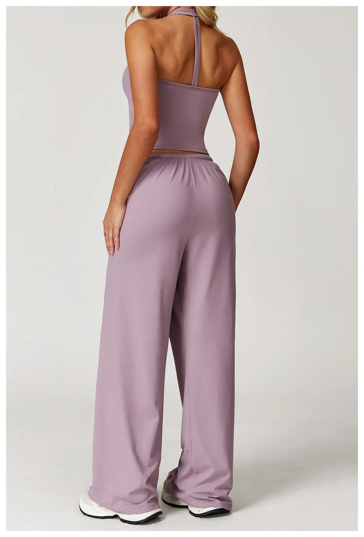 Franziska | Damen Halter Crop Top Lounge Set