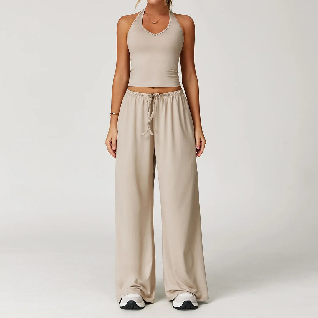 Franziska | Damen Halter Crop Top Lounge Set
