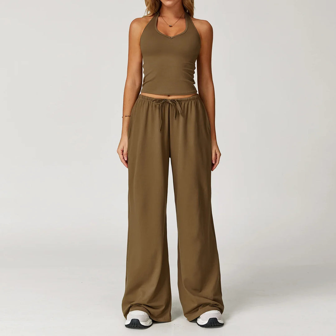 Franziska | Damen Halter Crop Top Lounge Set