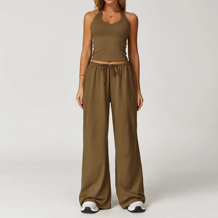 Franziska | Damen Halter Crop Top Lounge Set