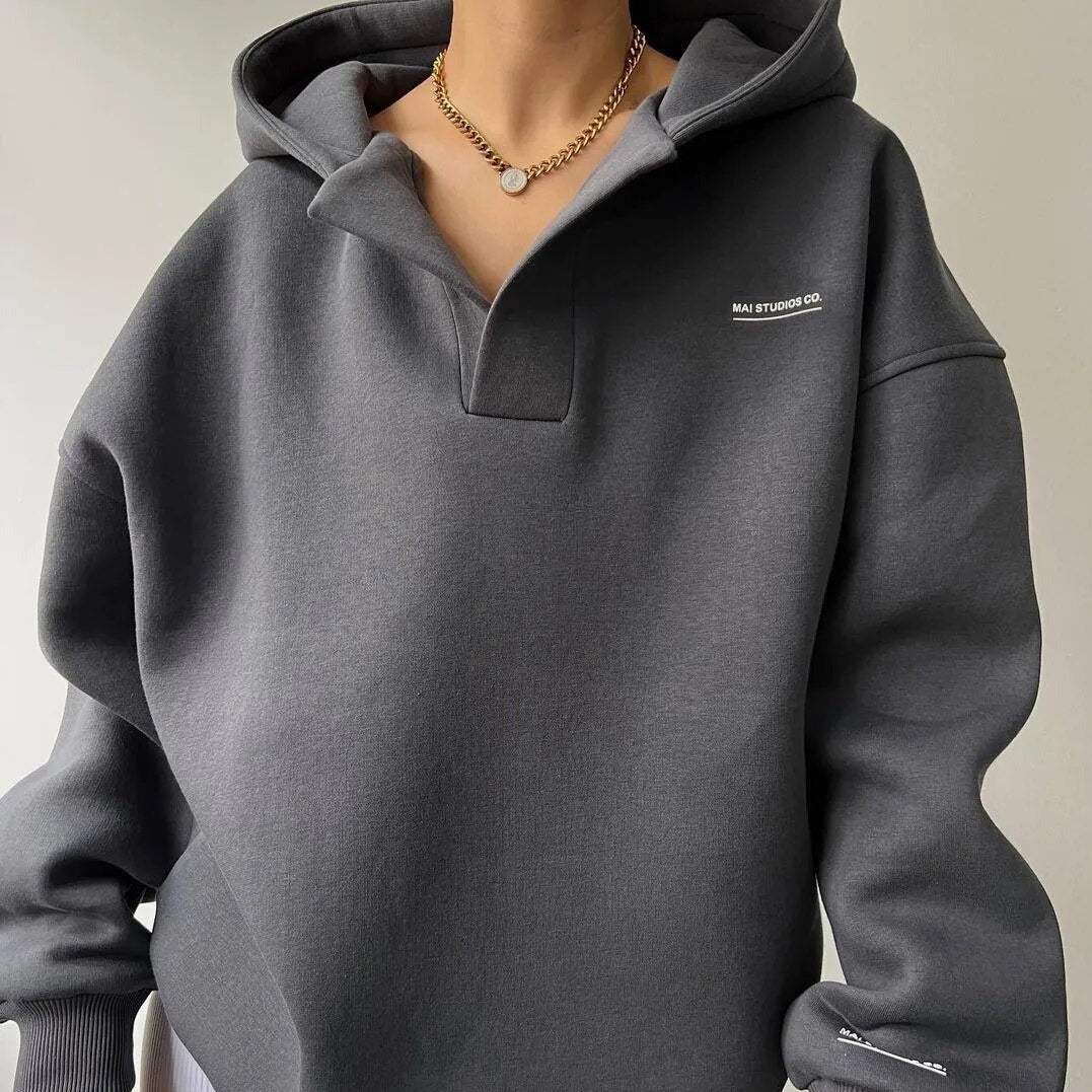 Elke | Damen Lässiges Kapuzen-Sweatshirt mit Langarm