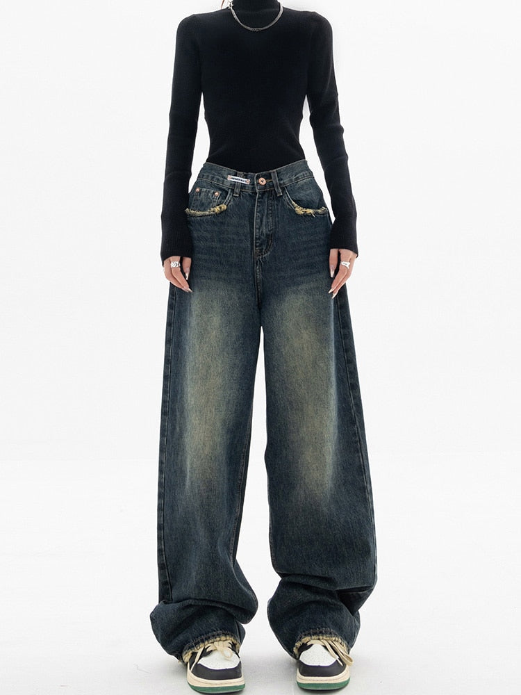 Nadine | Damen Weit Geschnittene Jeans aus Gewaschenem Denim