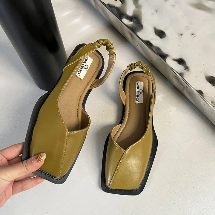 Katrine | Slingback Sandaler med Firkantet Tå