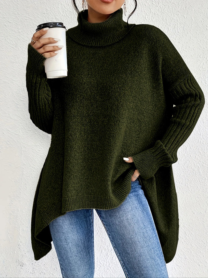 Gudrun | Damen Gemütlicher Oversized Winterpullover mit hohem Kragen