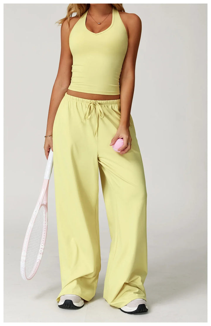 Franziska | Damen Halter Crop Top Lounge Set
